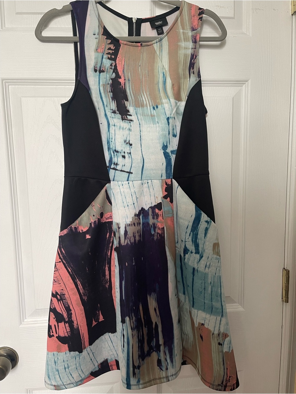Mossimo Multicolor Abstract Panel Skater Dress with pockets
